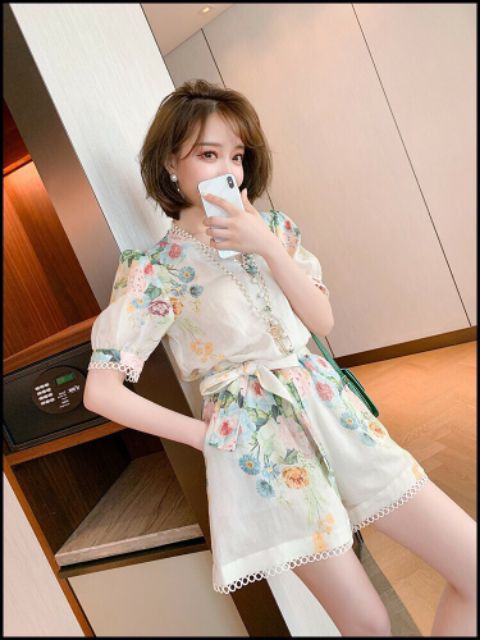 Hàng nhập - Jumpsuit ngắn nơ eo, bộ jum đùi