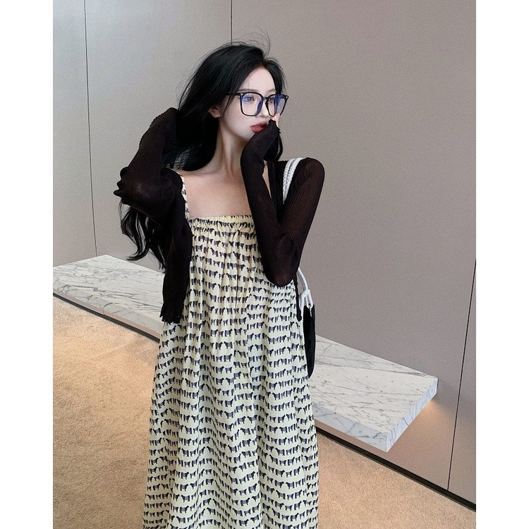 Bộ Áo Khoác Cardigan + Chân Váy Chữ a Dáng Rộng Thời Trang Mùa Xuân Phong Cách Hồng Kông Mới 2022