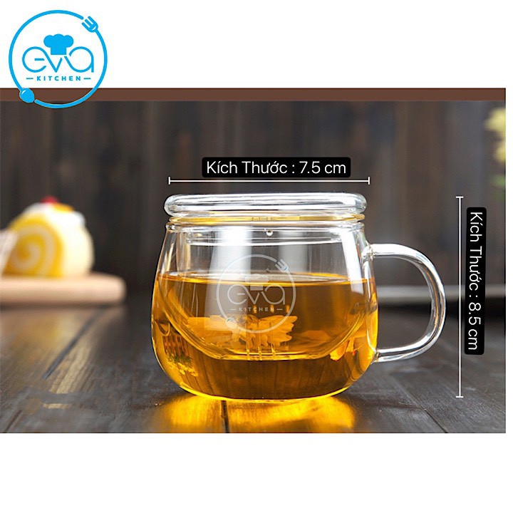 Ly Thủy Tinh Kèm Lõi Lọc Trà Chịu Nhiệt Round Cup 350 Ml