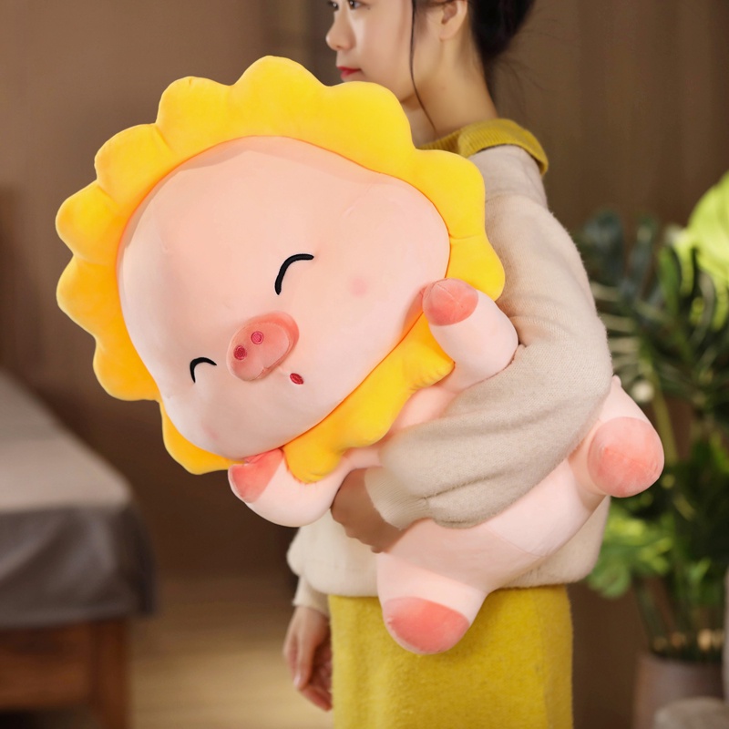 AIXINI ❀35/45/60Cm Kawaii Angel Sunflower Pig Stuffed Toys Plushie Soft Toy Animal Pillow Kawaii Room Decor Girls Birthday Gift Doll Kid