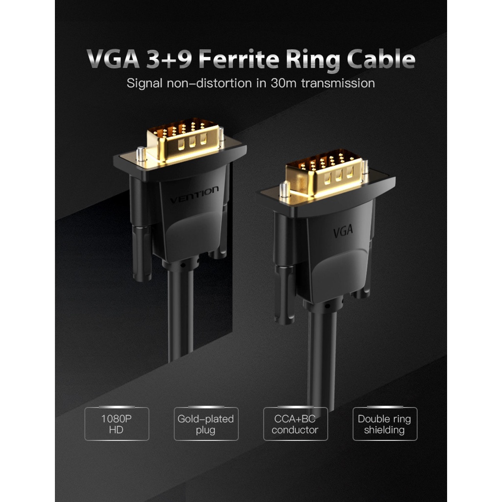 Vention VGA Cable VGA Male to Male Cable 1080P Braided Shielding Cord for Monitor Projector PC Cable