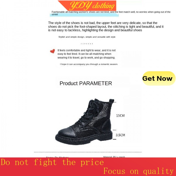 DR. MARTENS Giày Bốt Lưới Cổ Thấp Thoáng Khí Phong Cách Anh Quốc Thời Trang Cho Nữ