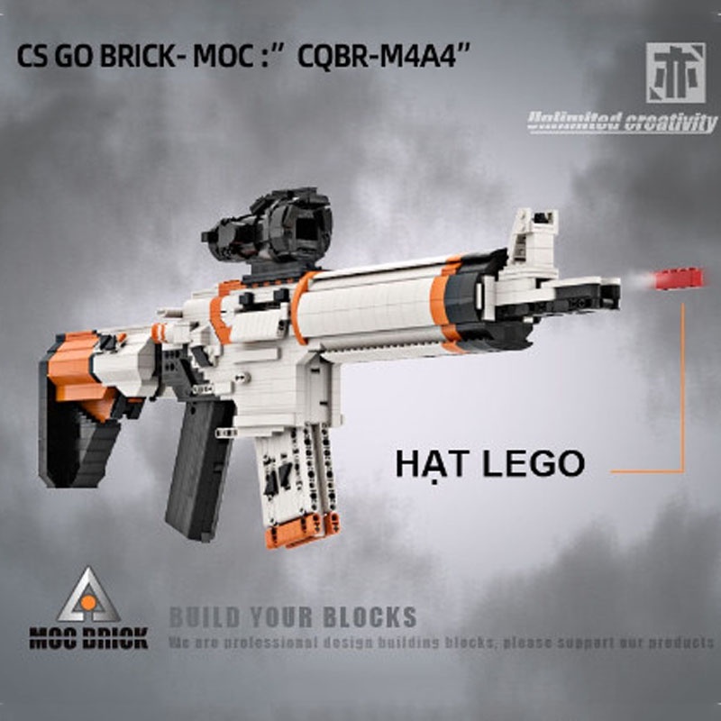 Đồ Chơi Lắp Ráp Mô Hình CSGO Súng M4A4 Asiimov Thiết Kế Theo Tiêu Chuẩn Kevin183 Với 1600+ Chi Tiết