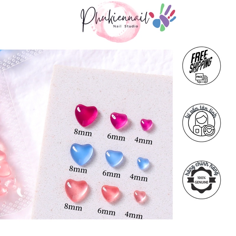 Trái tim đổi màu làm nail 50 viên