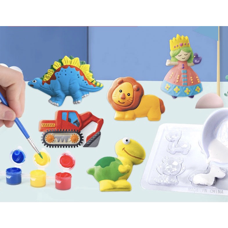 Bộ tô tượng cho bé làm bằng thạch cao kèm 6 màu an toàn giúp trẻ phát triển tư duy sáng tạo hiệu quả - MH: L12