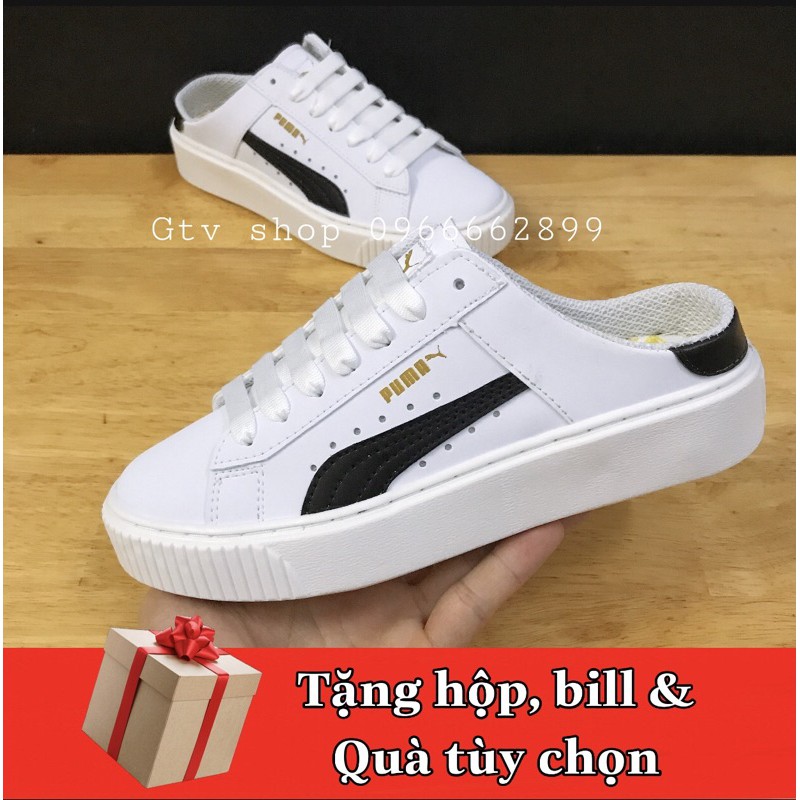 Full box - Full Bill - Tặng quà tùy chọn - Giày sục nữ thể thao PM trắng sọc đen, size 36-39.   . | BigBuy360 - bigbuy360.vn