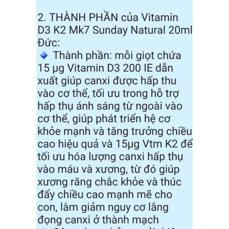 ĐỒ UỐNG VITAMIN D3 K2 MK7 MẪU MỚI NHẤT