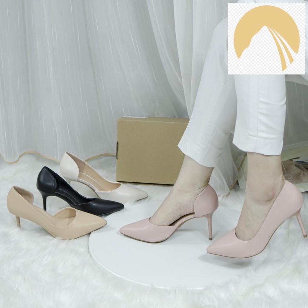 Giày cao gót thời trang Byanca, giày nữ bít mũi gót nhọn kiểu dáng cơ bản màu trắng cao 9cm CP001