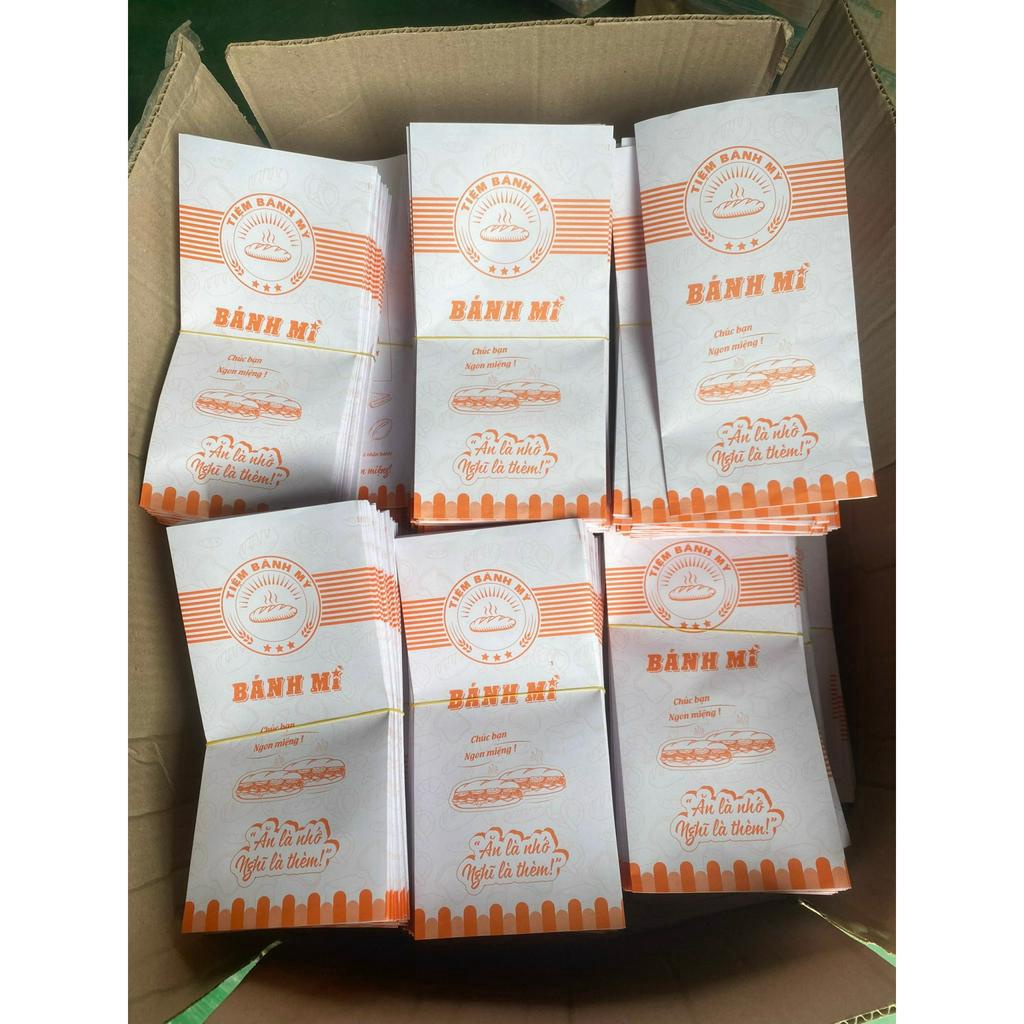 Túi đựng bánh mì - Tiệm bánh mì màu cam - 1000 túi 12x24cm - dùng cho bánh mì Pate cho vào máy kẹp nóng
