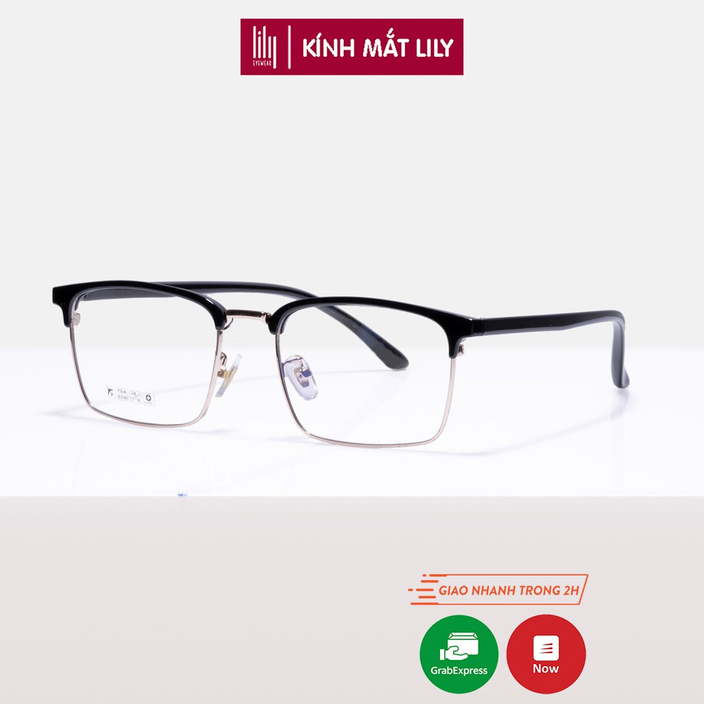 Gọng kính cận mắt vuông thời trang nam nữ Lilyeyewear chất nhựa dẻo cao cấp nhiều màu 6205