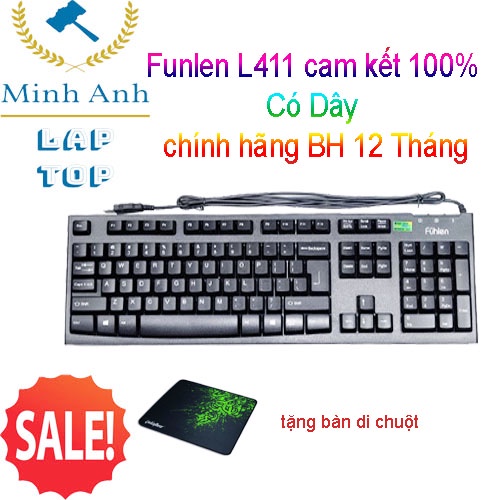 Bàn Phím Fulen L411 có dây dùng cho máy tính PC, Laptop