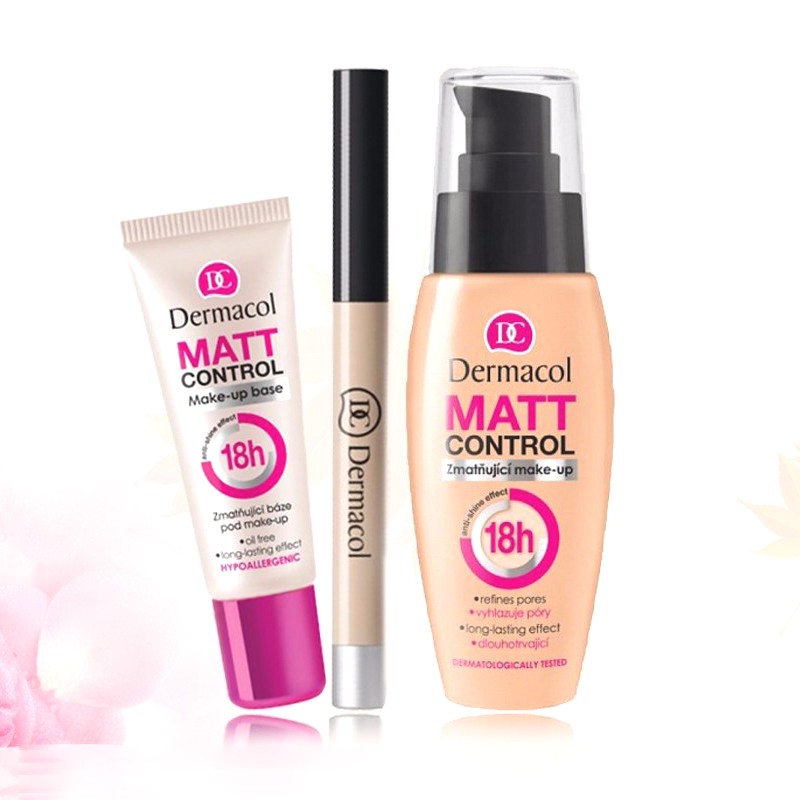 [Mã FMCGM100 - 10% đơn 500K] [COMBO] Trang Điểm Cho Da Dầu Nhiều Khuyết Điểm Kiềm Dầu 18h DERMACOL MATT CONTROL 18H