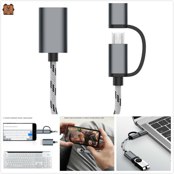 Dây Cáp Sạc Dữ Liệu Micro Usb 3.0 2 Trong 1 Đa Năng