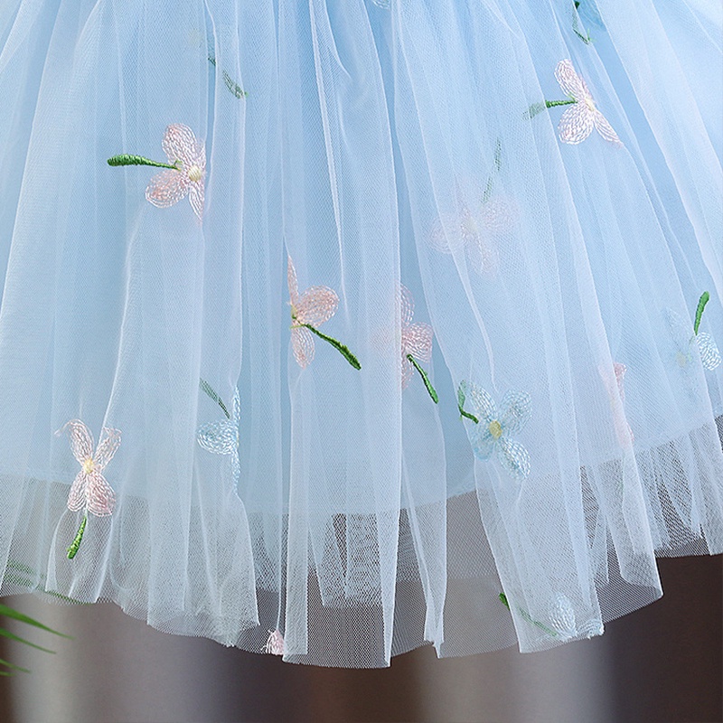 Đầm Ngắn Tay Giả Hai Lớp In Hình Thỏ Dễ Thương Dành Cho Bé Gái