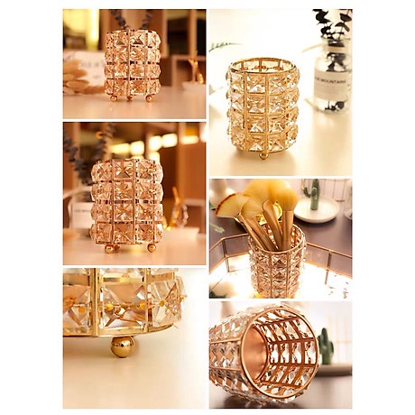 Lọ đựng cọ trang điểm đính pha lê sang trọng