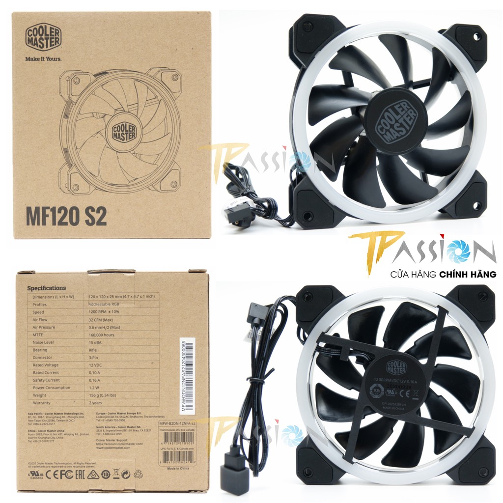 Quạt tản nhiệt Cooler Master MasterFan MF120 S2 | S3 ARGB Halo Led - Chính hãng, fancase