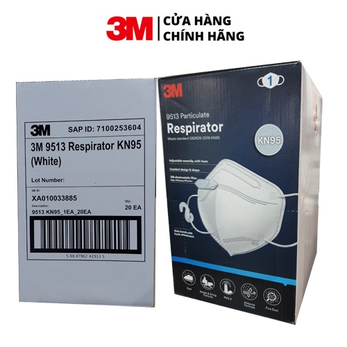 Khẩu trang chống bụi- kháng khuẩn 3M 9513 KN95 ( Kèm móc đeo không đau tai)