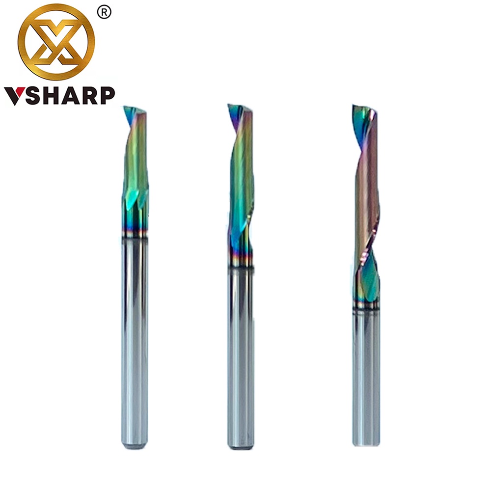 Vsharp Mũi Cắt Xoắn Ốc 3.175mm 1f dlc Phủ Nhôm cnc Chuyên Dụng