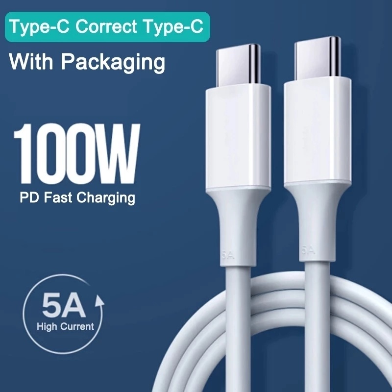 1 Dây Cáp Sạc Nhanh 100W PD USB c Sang USB Type c Cho Xiaomi Mi Note 10s21 Huawei Macbook iPad
