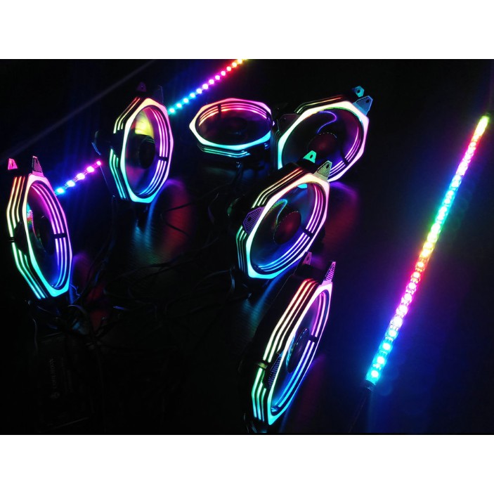 Quạt Tản Nhiệt, Fan Case Coolmoon V8 Led RGB Symphony 16 Triệu Màu, 366 Hiệu Ứng