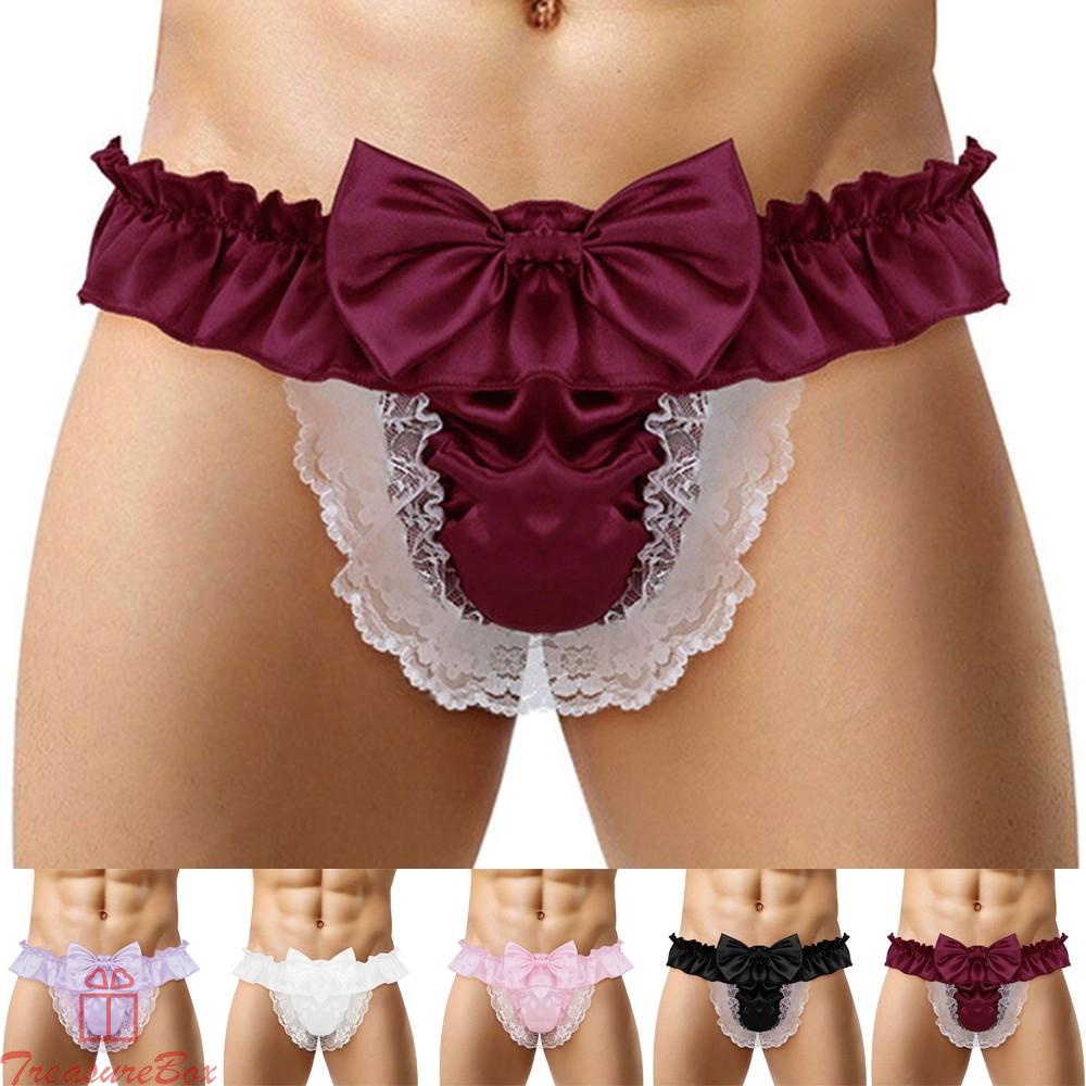 LomcMen Sissy Seethrough Panties Satin Bikini GString Thong Briefs Sexy Underwear CBdzhjWB