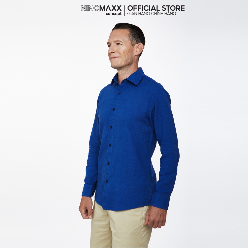 N&amp;M Áo sơ mi nam dài tay cotton pha lanh mã 1908094