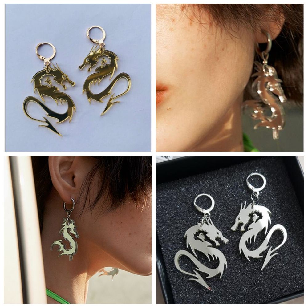 Khuyên Tai Hình Rồng Nhiều Màu Sắc Bằng Acrylic