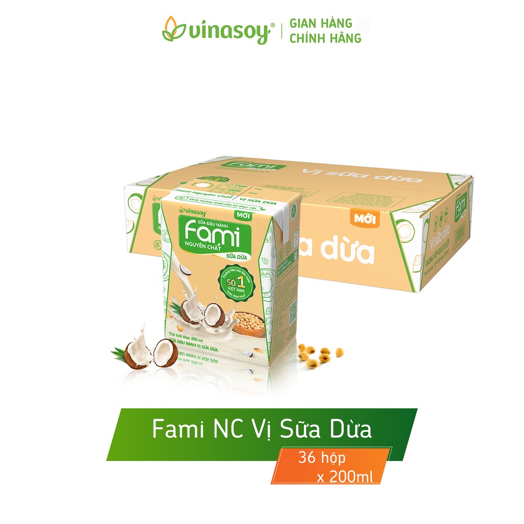 SỮA FAMI NGUYÊN CHẤT VỊ SỮA DỪA DATE LUÔN MỚI [1 LỐC 6 HỘP]