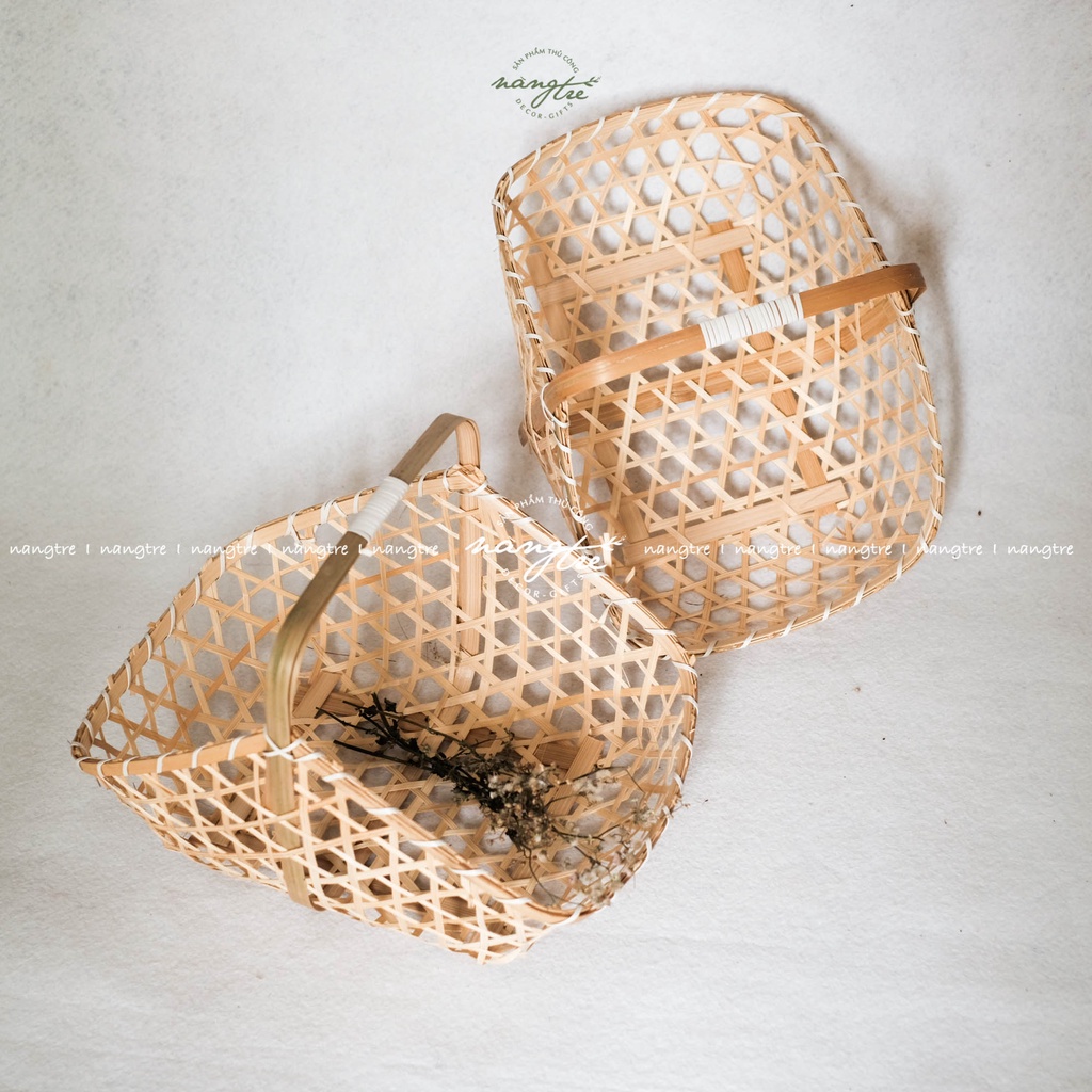 Làn tre đan thưa đựng quà tặng - Trang trí decor