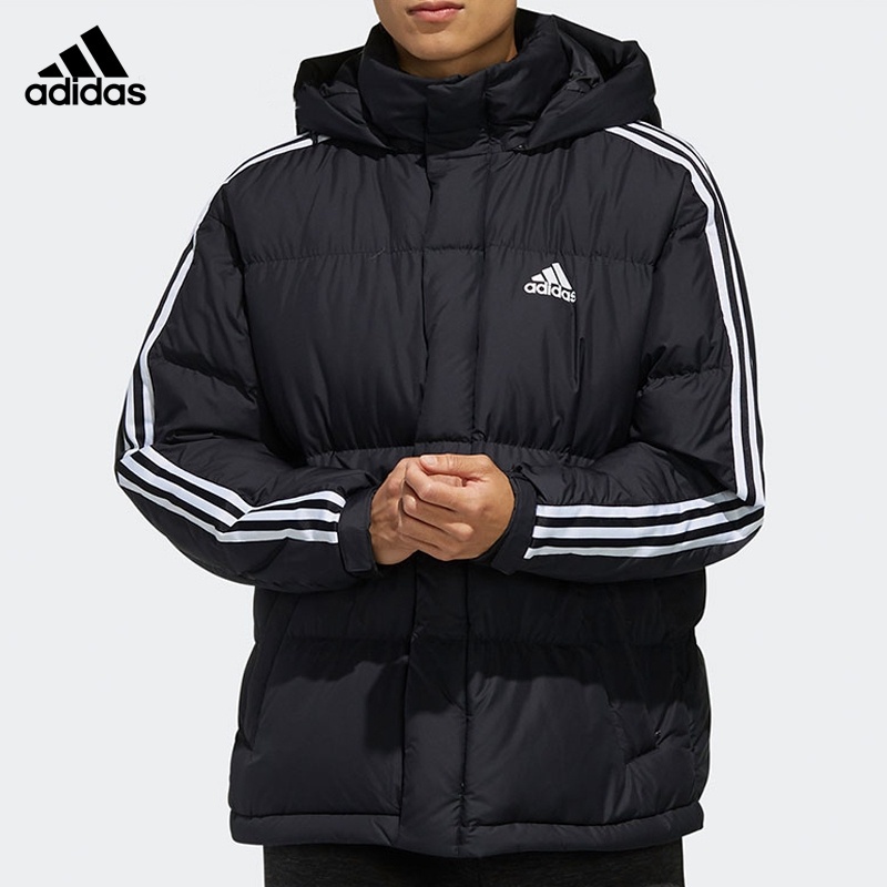 Áo Khoác Phao Adidas 100% Kẻ Sọc Có Mũ Trùm Thời Trang Mùa Đông Cho Nam Và Nữ