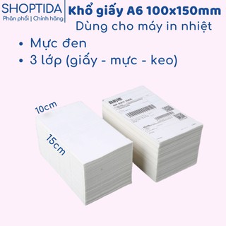 thuyhuong Giấy in nhiệt Shoptida 1000 tờ khổ A6 3 lớp chống nước không phai chữ in đơn hàng tự dán dùng cho máy in nhiệt
