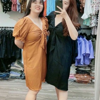 Đầm suông big size phối nơ từ 60kg-90kg