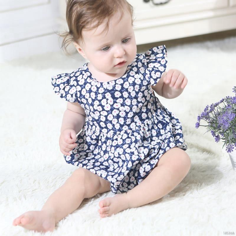 Áo liền quần tay cánh tiên họa tiết hoa xinh xắn cho bé gái 0-24 tháng