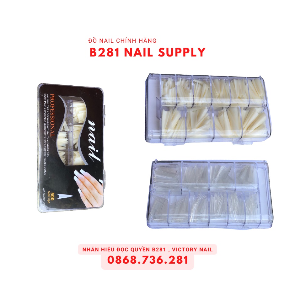 Móng Nối Típ Nhọn Phom Dài Chuẩn Đẹp 500 Móng 2 Màu Trong Và Đục