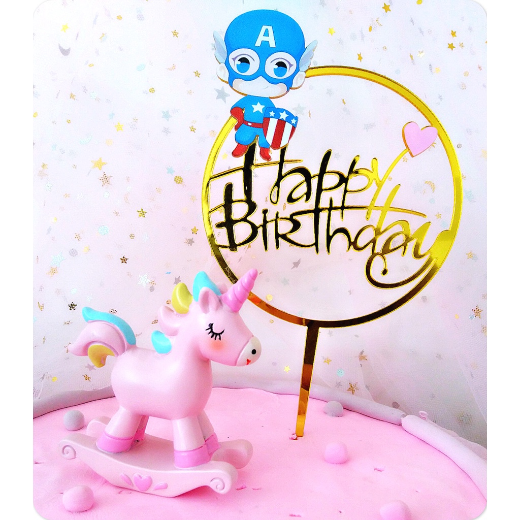 Phụ Kiện Cây Cắm Trang Trí Bánh Kem Hình Kỳ Lân Dễ Thương