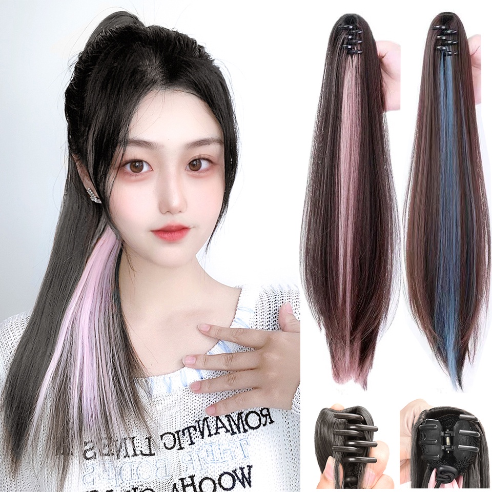 Tóc Giả Đuôi Ngựa Thẳng Dài Xoăn Tự Nhiên Bằng Sợi Tổng Hợp Cho Nữ