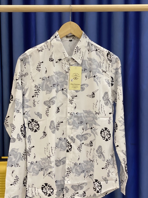 áo sơ mi nam nữ hoạ tiết căp đoi tay dài vải lụa 3d in họa tiết trắng vải lụa 3d form body | BigBuy360 - bigbuy360.vn