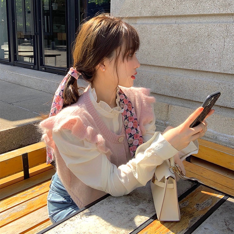 Set áo sơ mi trắng tay phồng thiết kế mới thời trang thu đông 2021