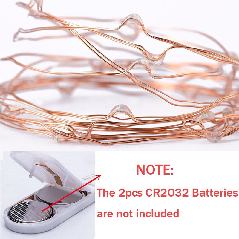 Dây Đèn LED Bằng Đồng 1M 2M 3M Sử Dụng Pin (CR2032) Trang Trí Giáng Sinh