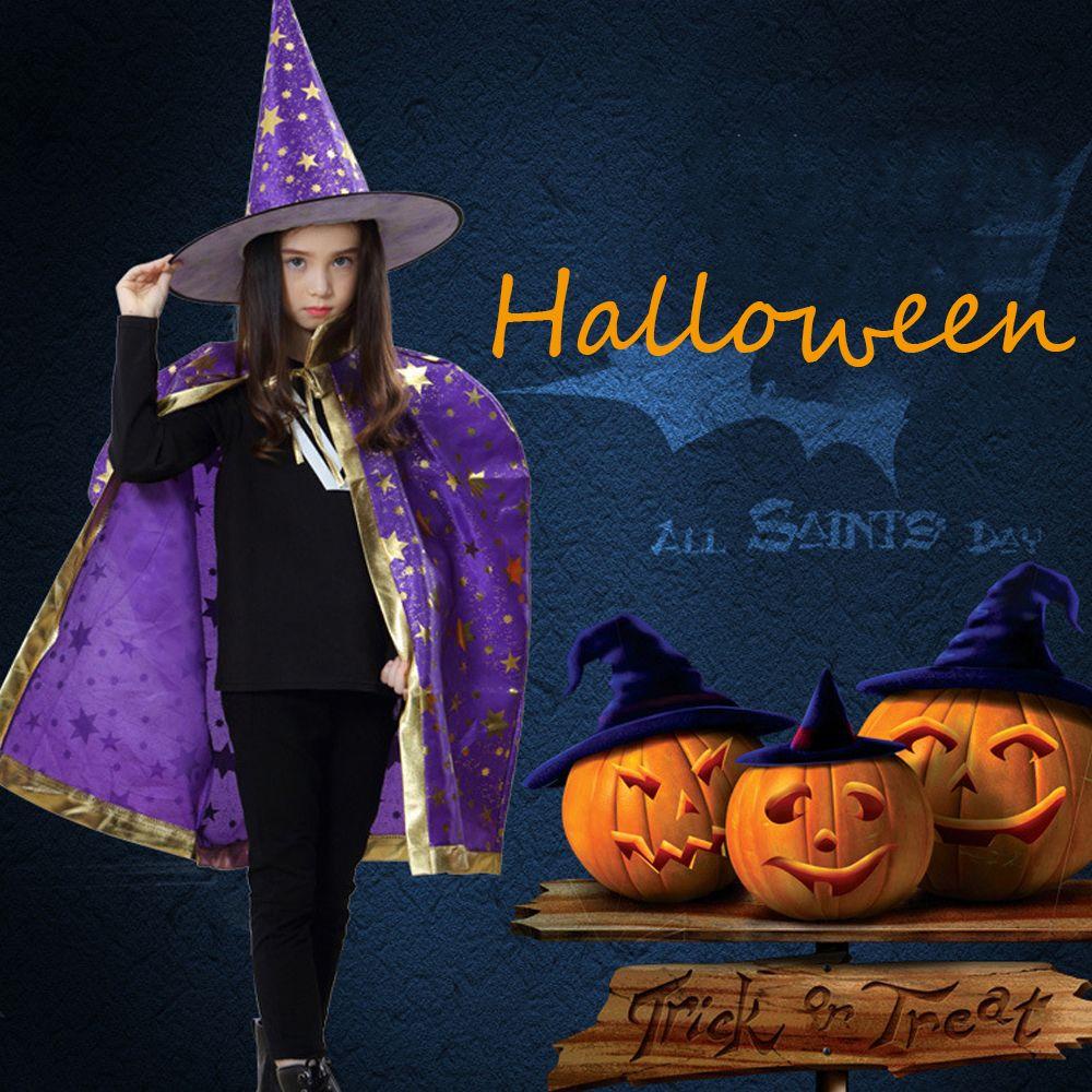 Bộ áo choàng Halloween HEALMEYOU phối mũ phù thủy họa tiết ngôi sao vui nhộn cho bé trai