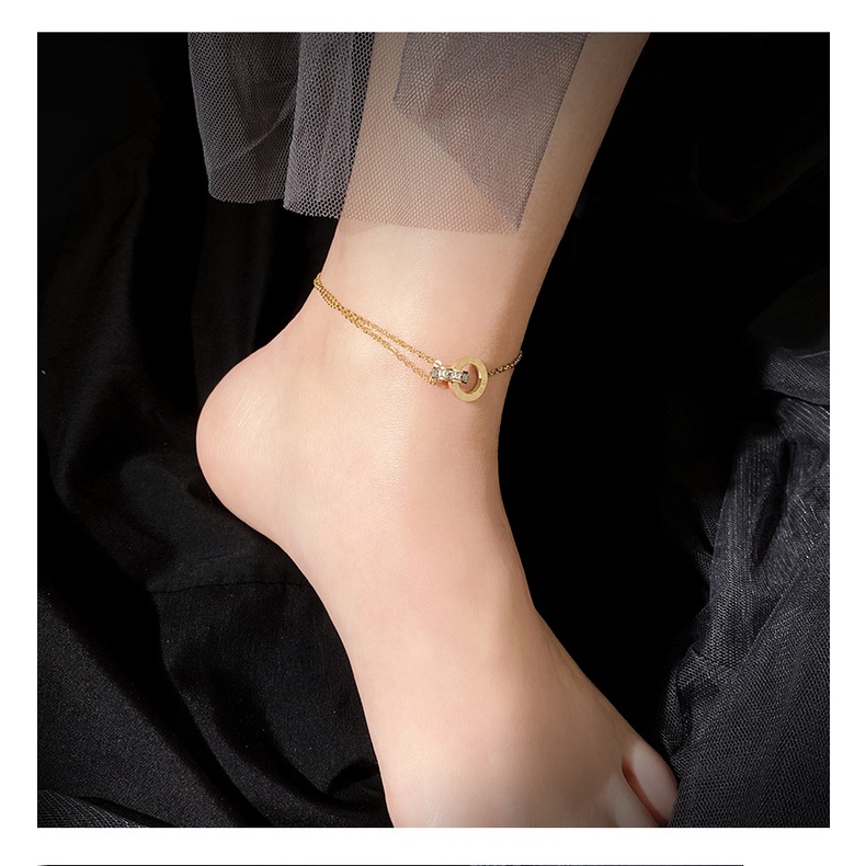 Lắc chân titan nữ la mã lồng đá zircon TT944 O1-310A - CAM KẾT KHÔNG GỈ, KHÔNG BAY MÀU - BẢO HÀNH 12 THÁNG.