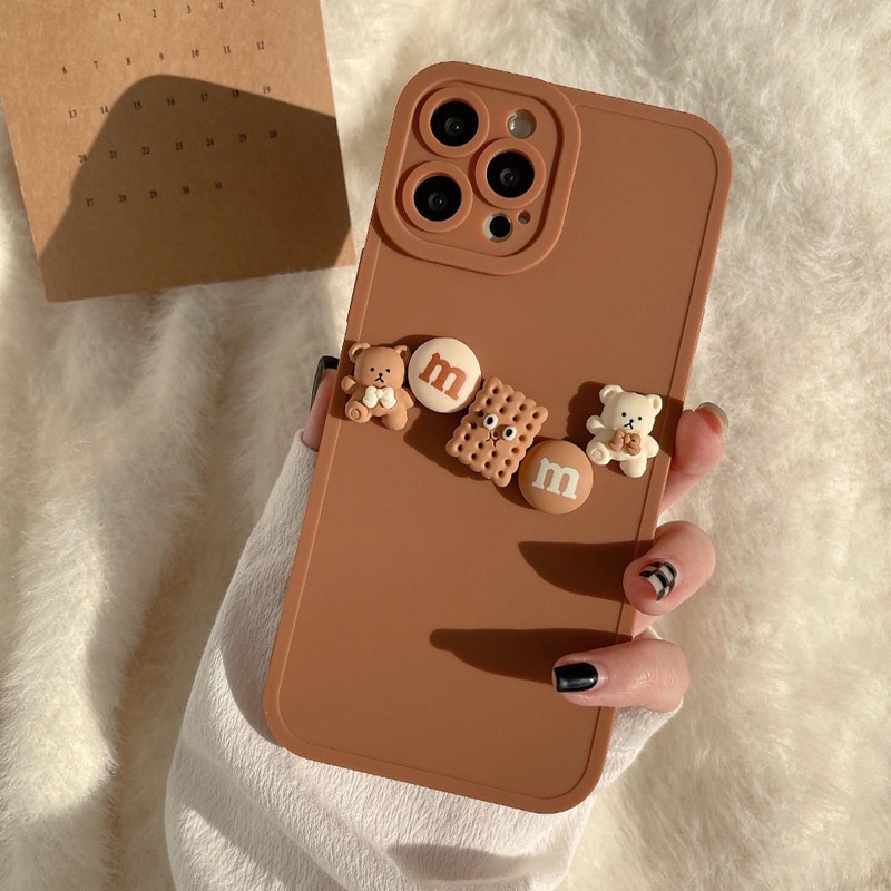 (SIÊU RẺ) Ốp lưng iphone màu nâu kẹo M &amp; bánh quy 7plus/8/8plus/x/xr/xs/11/12/13/pro/max/plus/promax
