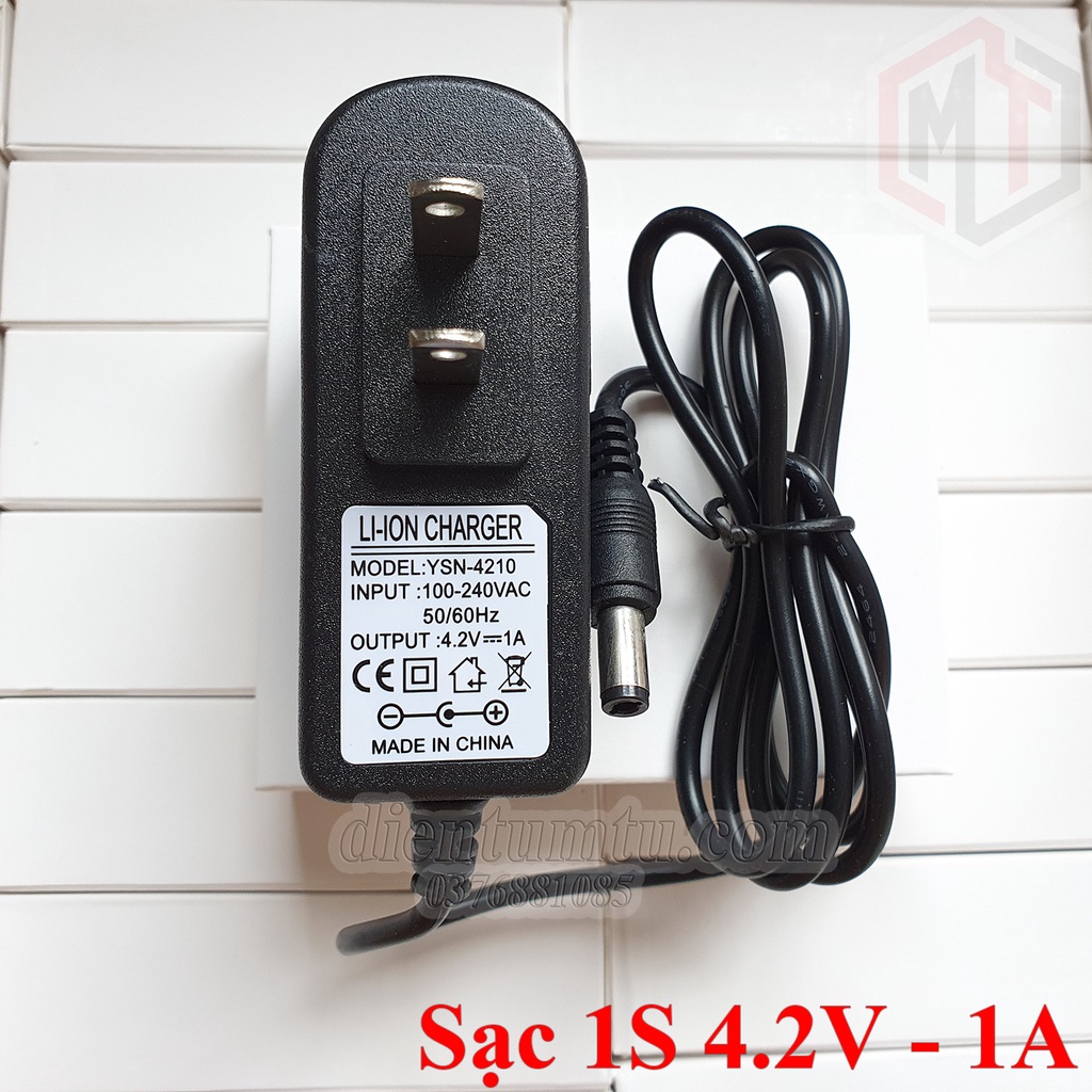 Sạc 1S 4.2v 1A 2A, có đèn báo đầy, chuyên sạc pin Lithium - Li-ion - 18650 3.7V - 4.2V