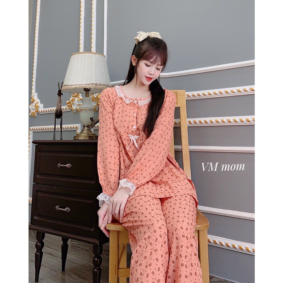 Bộ bầu và sau sinh DÀI TAY Xuân Hè cho con bú, chất kate thái, cho bà bầu mặc nhà