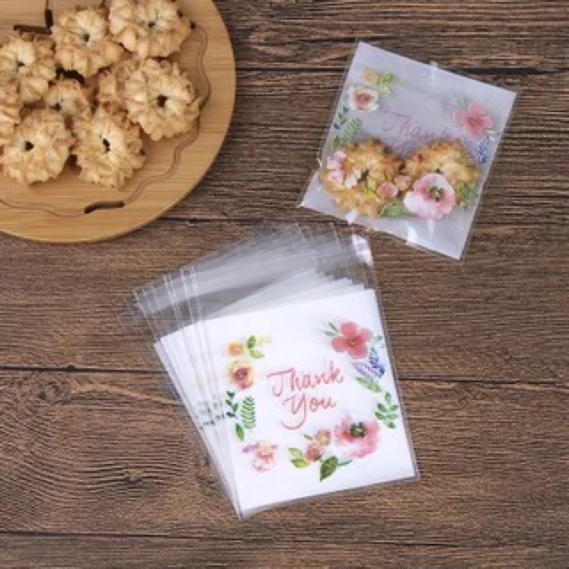 100 túi dán miệng đựng bánh kt 7x7cm và 10x10cm