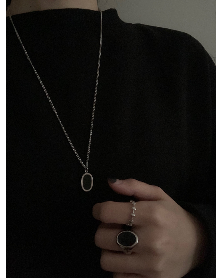 Dây Chuyền Thép Titan Mặt Oval Thời Trang Đường Phố Hip Hop Cá Tính Dành Cho Nam 22661