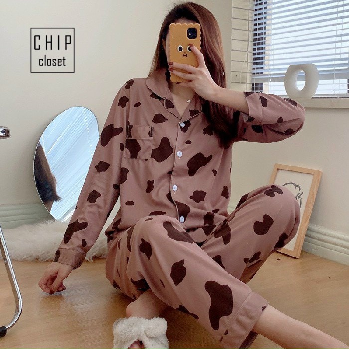 Bộ Ngủ Pijama Tay Dài Quần Dài - Bộ Mặc Nhà Chất Kate Thái Siêu Xinh - KT003