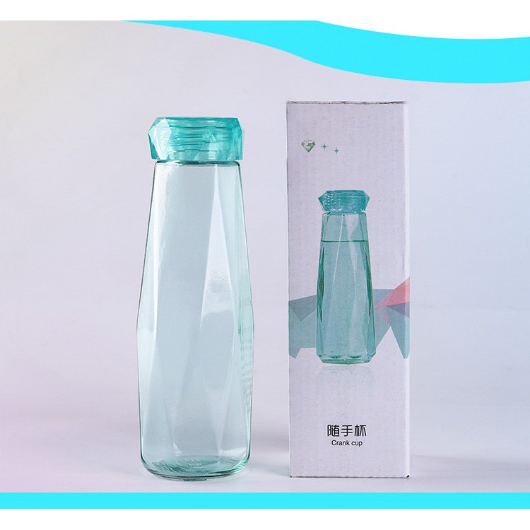 Bình nước thủy tinh nhiều màu sắc 430ml xinh xắn, tiện lợi, phù hợp dân tập gym, đi học, đi làm - Giao màu ngẫu nhiên