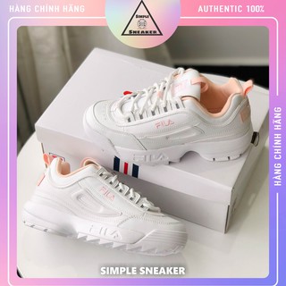 Giày Fila Chính Hãng 🔴SIMPLE SNEAKER🔴Giày Sneaker Nữ FILA Disruptor 2 Trắng Hồng Cá Mập Tăng 5cm Chiều Cao