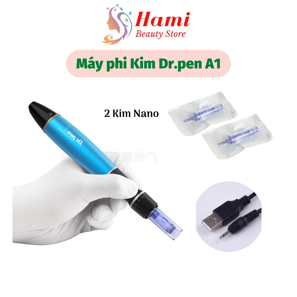 Máy Phi Kim Drpen A1 Xanh Tích Điện, Máy Cấy Tảo, Cấy Trắng, Cấy Tinh Chất kèm 2 Kim Nano